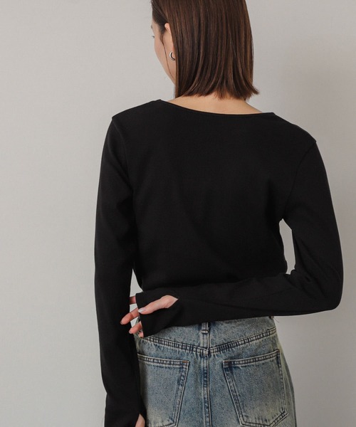 SENSE OF PLACE by URBAN RESEARCH（センスオブプレイスバイアーバンリサーチ）の「アシンメトリーリブコンパクトトップス（Tシャツ/カットソー・レディース・ブラウン/ブラック/ライトブルー/オフホワイト・ONE）」の15枚目の写真