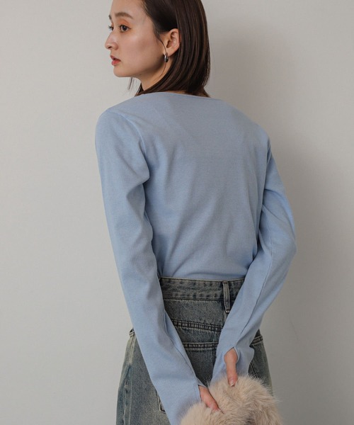 SENSE OF PLACE by URBAN RESEARCH（センスオブプレイスバイアーバンリサーチ）の「アシンメトリーリブコンパクトトップス（Tシャツ/カットソー・レディース・ブラウン/ブラック/ライトブルー/オフホワイト・ONE）」の19枚目の写真