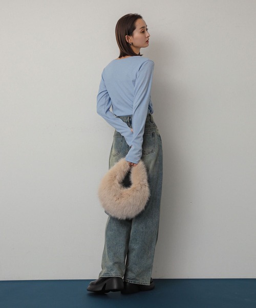 SENSE OF PLACE by URBAN RESEARCH（センスオブプレイスバイアーバンリサーチ）の「アシンメトリーリブコンパクトトップス（Tシャツ/カットソー・レディース・ブラウン/ブラック/ライトブルー/オフホワイト・ONE）」の22枚目の写真