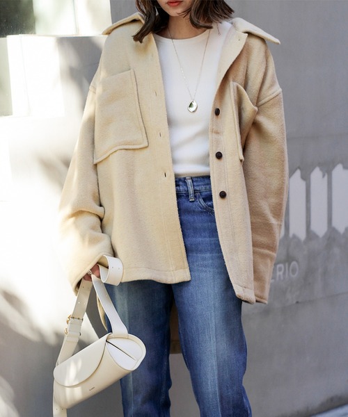 【セール】ウールモッサシャツジャケット（その他アウター）｜Bonjour Sagan（ボンジュールサガン）