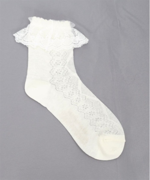 axes femme kawaii(アクシーズファムカワイイ)の「透かしレースアップ柄ソックス(ソックス/靴下・レディース・ブラック/ベージュ/ホワイト・FREE)」の21枚目の写真