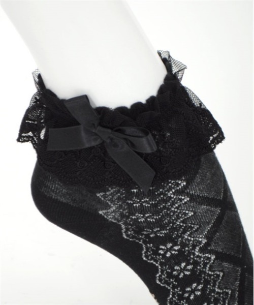 axes femme kawaii(アクシーズファムカワイイ)の「透かしレースアップ柄ソックス(ソックス/靴下・レディース・ブラック/ベージュ/ホワイト・FREE)」の12枚目の写真