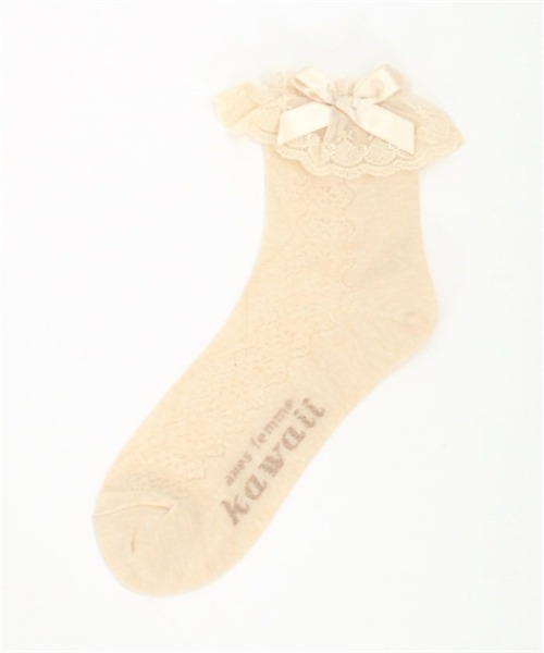 axes femme kawaii(アクシーズファムカワイイ)の「透かしレースアップ柄ソックス(ソックス/靴下・レディース・ブラック/ベージュ/ホワイト・FREE)」の10枚目の写真