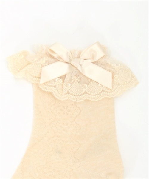 axes femme kawaii(アクシーズファムカワイイ)の「透かしレースアップ柄ソックス(ソックス/靴下・レディース・ブラック/ベージュ/ホワイト・FREE)」の9枚目の写真