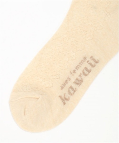 axes femme kawaii(アクシーズファムカワイイ)の「透かしレースアップ柄ソックス(ソックス/靴下・レディース・ブラック/ベージュ/ホワイト・FREE)」の8枚目の写真