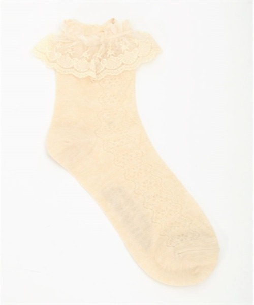 axes femme kawaii(アクシーズファムカワイイ)の「透かしレースアップ柄ソックス(ソックス/靴下・レディース・ブラック/ベージュ/ホワイト・FREE)」の7枚目の写真