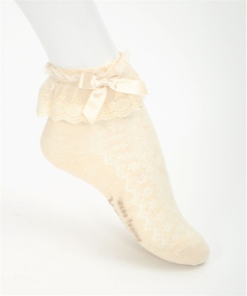 axes femme kawaii(アクシーズファムカワイイ)の「透かしレースアップ柄ソックス(ソックス/靴下・レディース・ブラック/ベージュ/ホワイト・FREE)」の6枚目の写真