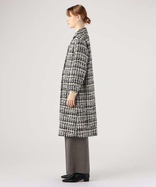 LANVIN ハウンドトゥース ロングコート 38 中古・古着通販】LANVIN en Bleu (ランバンオンブルー) ロングコート