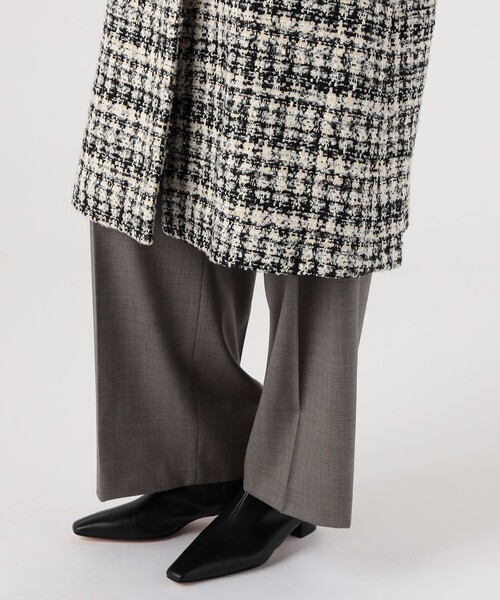 セール】ファンシーハウンドトゥース ロングコート（チェスターコート