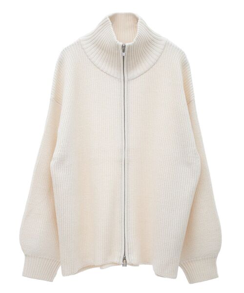 antiqua スリット畦ニットチュニック　グレー ZIP付き畦ニットチュニック / Green Parks | ファッション