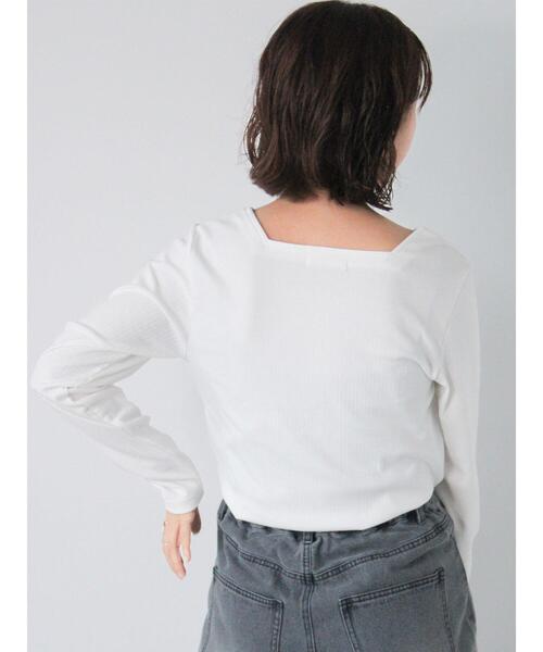 ehka sopo（エヘカソポ）の「フロントシャーリングカットソー（Tシャツ/カットソー・レディース・ブラック/オフホワイト/モカ・F）」の5枚目の写真