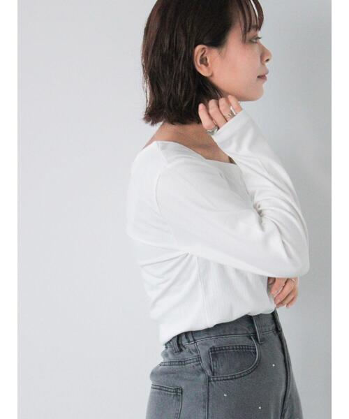 ehka sopo（エヘカソポ）の「フロントシャーリングカットソー（Tシャツ/カットソー・レディース・ブラック/オフホワイト/モカ・F）」の6枚目の写真