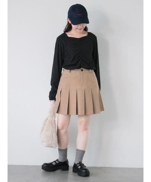 ehka sopo（エヘカソポ）の「フロントシャーリングカットソー（Tシャツ/カットソー・レディース・ブラック/オフホワイト/モカ・F）」の14枚目の写真