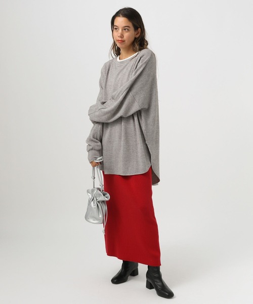 BAYFLOW（ベイフロー）の「[柔らかで暖かな風合い]ストライプニットソープルオーバー（Tシャツ/カットソー・レディース・レッド/グレー/ブラック・FREE）」の4枚目の写真