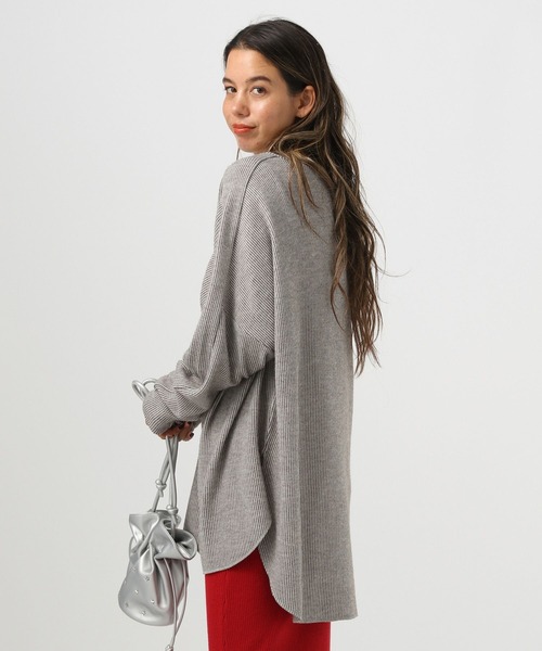 BAYFLOW（ベイフロー）の「[柔らかで暖かな風合い]ストライプニットソープルオーバー（Tシャツ/カットソー・レディース・レッド/グレー/ブラック・FREE）」の6枚目の写真