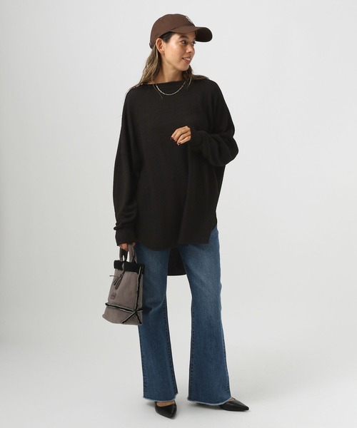 BAYFLOW（ベイフロー）の「[柔らかで暖かな風合い]ストライプニットソープルオーバー（Tシャツ/カットソー・レディース・レッド/グレー/ブラック・FREE）」の7枚目の写真