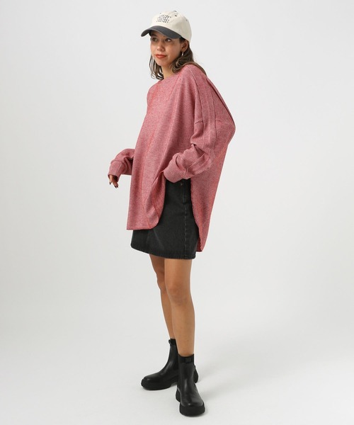 BAYFLOW（ベイフロー）の「[柔らかで暖かな風合い]ストライプニットソープルオーバー（Tシャツ/カットソー・レディース・レッド/グレー/ブラック・FREE）」の10枚目の写真