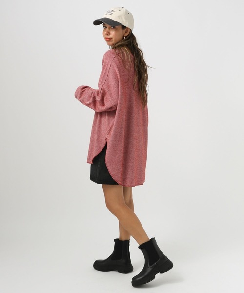 BAYFLOW（ベイフロー）の「[柔らかで暖かな風合い]ストライプニットソープルオーバー（Tシャツ/カットソー・レディース・レッド/グレー/ブラック・FREE）」の11枚目の写真