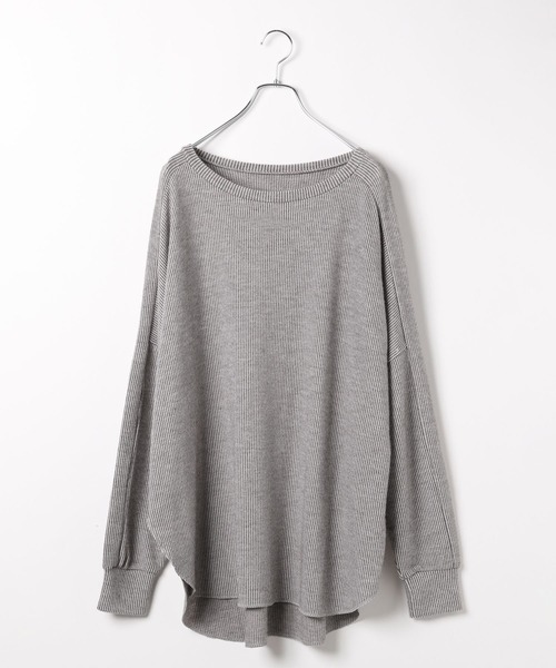 BAYFLOW（ベイフロー）の「[柔らかで暖かな風合い]ストライプニットソープルオーバー（Tシャツ/カットソー・レディース・レッド/グレー/ブラック・FREE）」の14枚目の写真