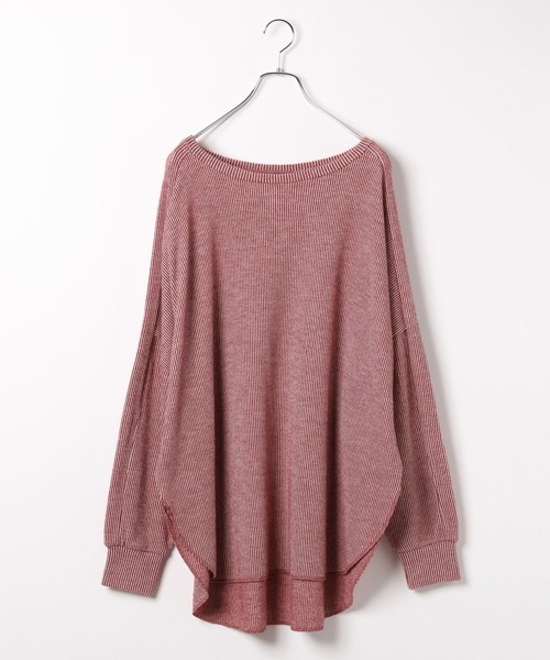 BAYFLOW（ベイフロー）の「[柔らかで暖かな風合い]ストライプニットソープルオーバー（Tシャツ/カットソー・レディース・レッド/グレー/ブラック・FREE）」の16枚目の写真