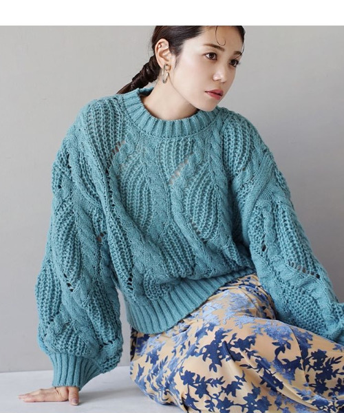 セール】ケーブルダイヤ ローゲージニット（ニット/セーター）｜zootie