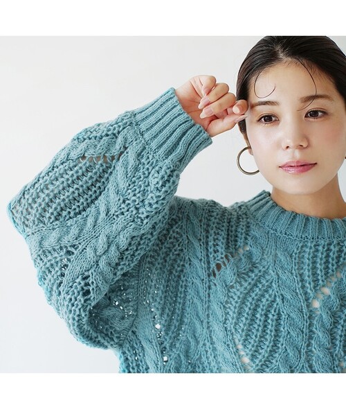 セール】ケーブルダイヤ ローゲージニット（ニット/セーター）｜zootie