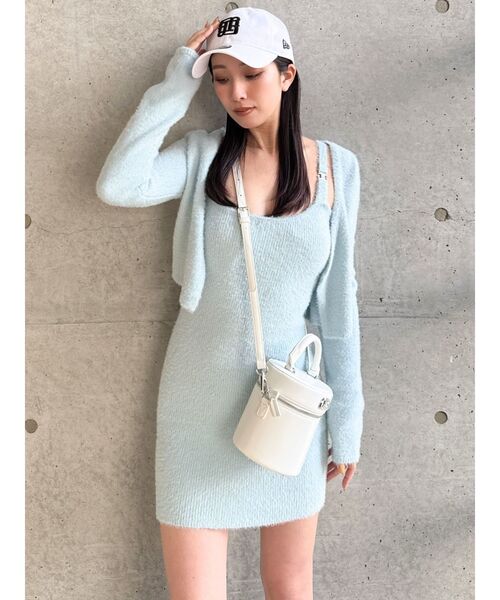 GYDA（ジェイダ）の「Symmetry GYDAチャーム付きシャギーニットキャミワンピース【SETUP着用可】（ワンピース・レディース・イエロー/オフホワイト/ブラック/スカイブルー・FREE）」の9枚目の写真