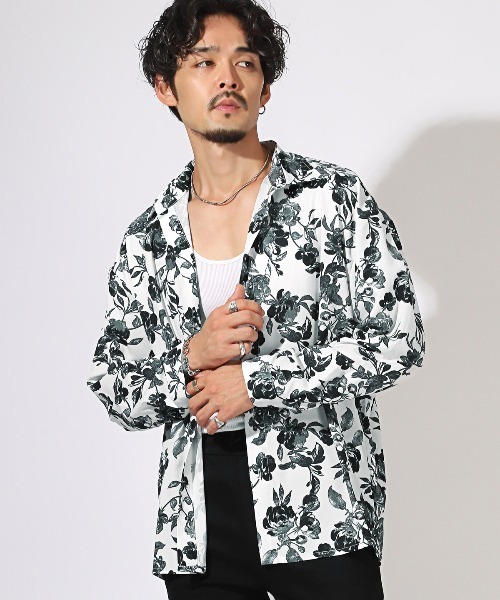 セール】花柄レギュラーカラー長袖シャツ（シャツ/ブラウス