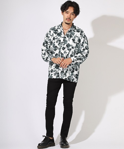 セール】花柄レギュラーカラー長袖シャツ（シャツ/ブラウス