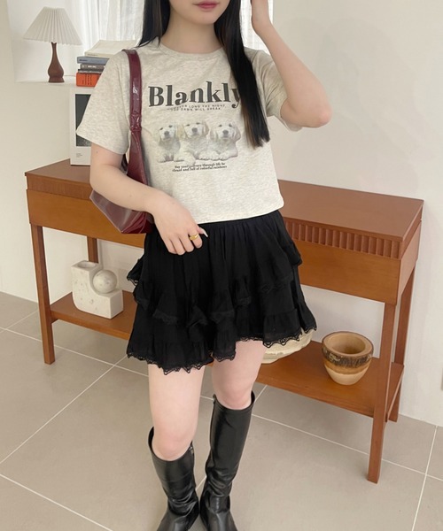 Ada.（エイダ）の「ドッグ プリント クロップド 半袖Tシャツ（Tシャツ/カットソー・レディース・グリーン/オートミール・FREE）」の18枚目の写真