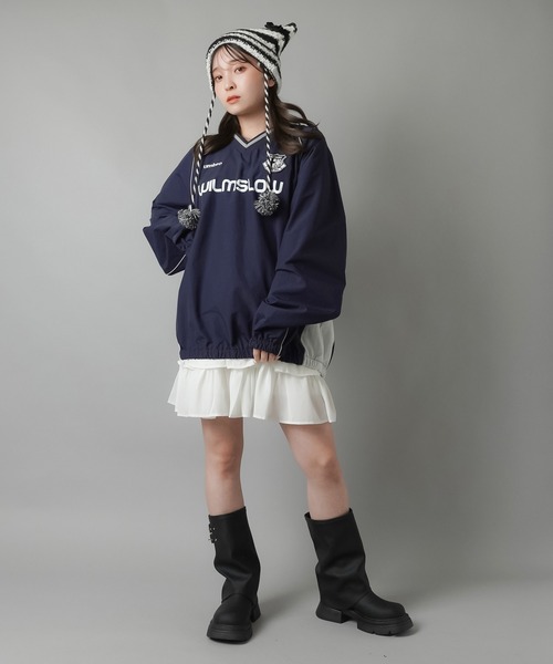 SPINNS（スピンズ）の「ボーダー 猫耳 ポンポンリボン ニットキャップ ニット帽（ニットキャップ/ビーニー・レディース・ブラック×ホワイト/ブラック×グレー・ONESIZE）」の7枚目の写真