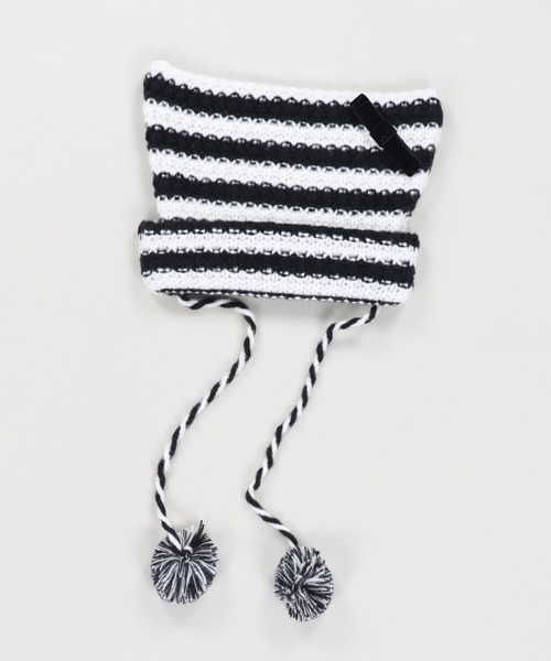 SPINNS（スピンズ）の「ボーダー 猫耳 ポンポンリボン ニットキャップ ニット帽（ニットキャップ/ビーニー・レディース・ブラック×ホワイト/ブラック×グレー・ONESIZE）」の11枚目の写真