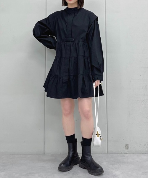 spiritoso(スピリトーゾ)の「ティアードフレアチュニック(シャツ/ブラウス・レディース・ブラック/グレイッシュベージュ/ホワイト・MEDIUM)」の4枚目の写真