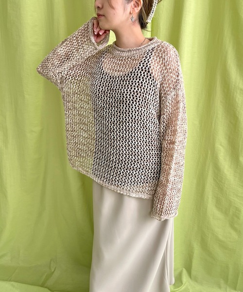 【完売美品】eimee law エイミーロウ　メッシュ　ニット　ブルゾン　カーキ 完売美品】eimee law エイミーロウ メッシュ ニット ブルゾン カーキ