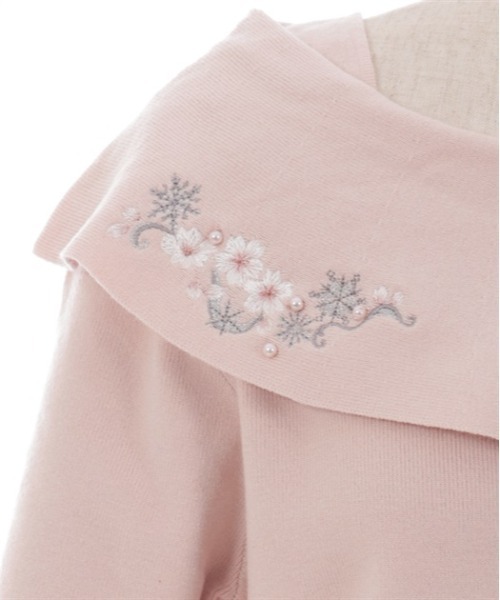 axes femme（アクシーズファム）の「雪桜刺繍オフショル風ニット（ニット/セーター・レディース・ホワイト/ラベンダー/ピンク・FREE）」の14枚目の写真