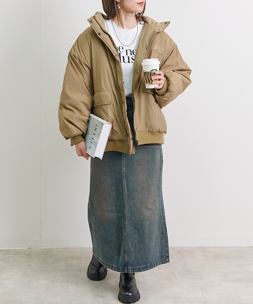 Fizz（フィズ）の「【Fizz/フィズ】　ハイネック襟裏フリース中綿ブルゾン（ブルゾン・レディース・アイボリー/ブラック/ベージュ/オリーブ・M）」の5枚目の写真