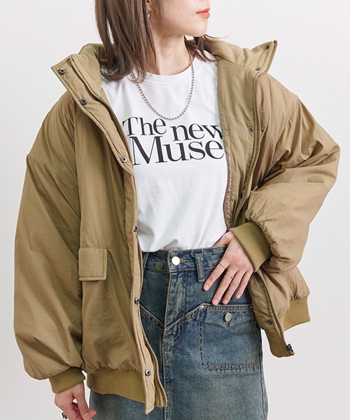 Fizz（フィズ）の「【Fizz/フィズ】　ハイネック襟裏フリース中綿ブルゾン（ブルゾン・レディース・アイボリー/ブラック/ベージュ/オリーブ・M）」の6枚目の写真