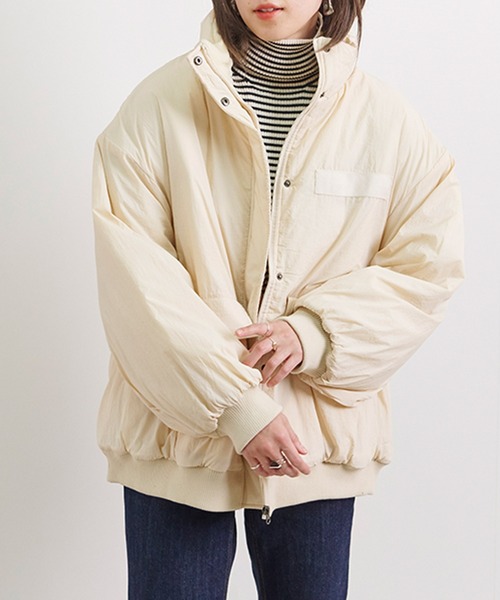 Fizz（フィズ）の「【Fizz/フィズ】　ハイネック襟裏フリース中綿ブルゾン（ブルゾン・レディース・アイボリー/ブラック/ベージュ/オリーブ・M）」の9枚目の写真