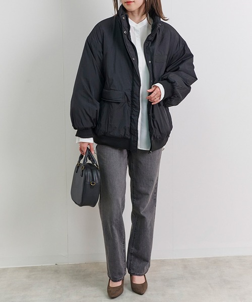 Fizz（フィズ）の「【Fizz/フィズ】　ハイネック襟裏フリース中綿ブルゾン（ブルゾン・レディース・アイボリー/ブラック/ベージュ/オリーブ・M）」の14枚目の写真