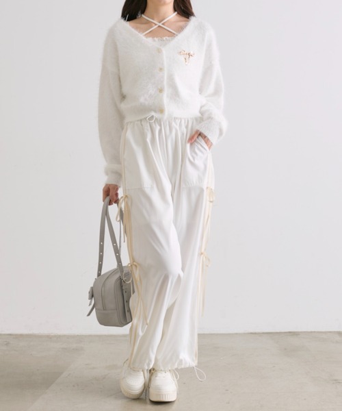 OLIVE des OLIVE(オリーブデオリーブ)の「ふわふわ春のカーディガン(カーディガン/ボレロ・レディース・オフホワイト/チャコールグレー/イエロー/ピンク・FREE)」の5枚目の写真