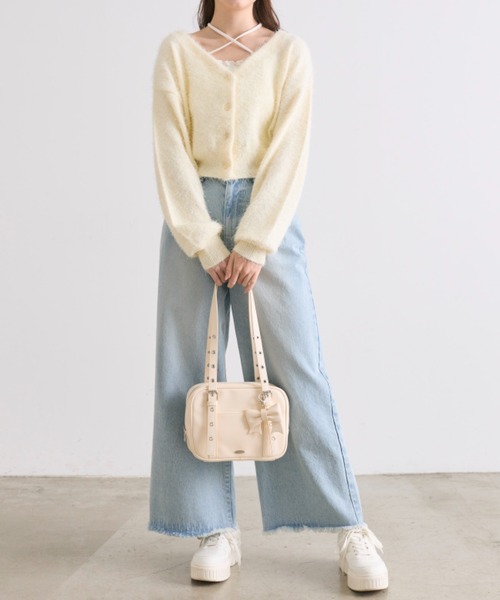 OLIVE des OLIVE(オリーブデオリーブ)の「ふわふわ春のカーディガン(カーディガン/ボレロ・レディース・オフホワイト/チャコールグレー/イエロー/ピンク・FREE)」の6枚目の写真