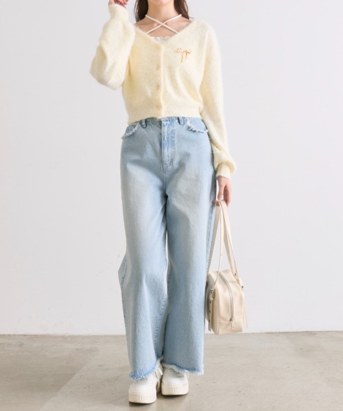 OLIVE des OLIVE(オリーブデオリーブ)の「ふわふわ春のカーディガン(カーディガン/ボレロ・レディース・オフホワイト/チャコールグレー/イエロー/ピンク・FREE)」の7枚目の写真