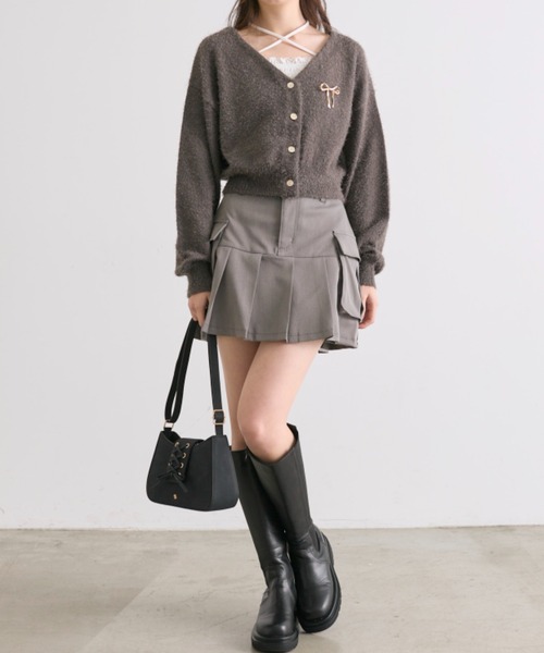 OLIVE des OLIVE(オリーブデオリーブ)の「ふわふわ春のカーディガン(カーディガン/ボレロ・レディース・オフホワイト/チャコールグレー/イエロー/ピンク・FREE)」の8枚目の写真