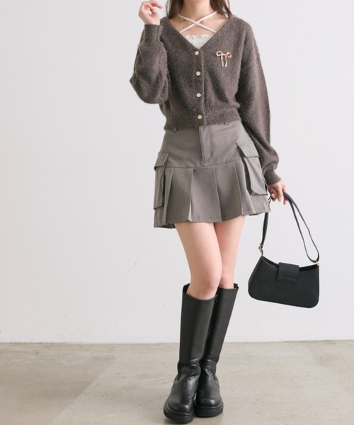 OLIVE des OLIVE(オリーブデオリーブ)の「ふわふわ春のカーディガン(カーディガン/ボレロ・レディース・オフホワイト/チャコールグレー/イエロー/ピンク・FREE)」の9枚目の写真