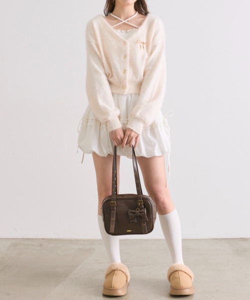 OLIVE des OLIVE(オリーブデオリーブ)の「ふわふわ春のカーディガン(カーディガン/ボレロ・レディース・オフホワイト/チャコールグレー/イエロー/ピンク・FREE)」の11枚目の写真