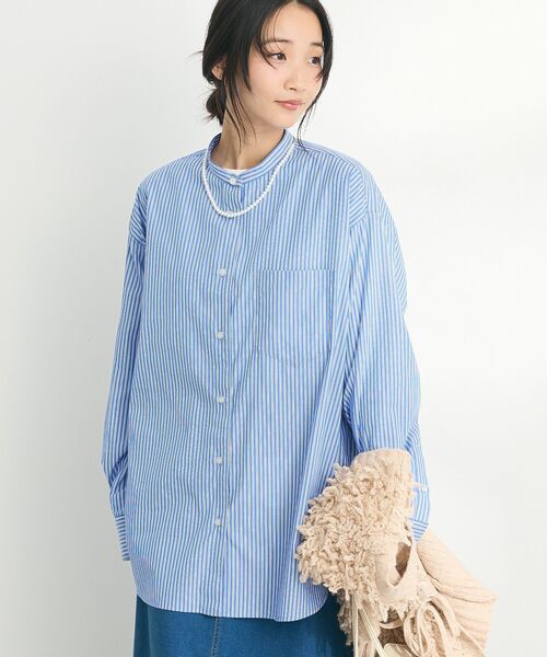 CRAFT STANDARD BOUTIQUE(クラフトスタンダードブティック)の「【追加8】バンドカラーシャツ(シャツ/ブラウス・レディース・ストライプ/グレー系その他2/オフホワイト/イエロー系その他2/ブルー系その他6/ピンク系その他・SMALL/MEDIUM/LARGE)」の12枚目の写真