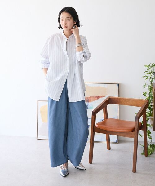 CRAFT STANDARD BOUTIQUE(クラフトスタンダードブティック)の「【追加8】バンドカラーシャツ(シャツ/ブラウス・レディース・ストライプ/グレー系その他2/オフホワイト/イエロー系その他2/ブルー系その他6/ピンク系その他・SMALL/MEDIUM/LARGE)」の17枚目の写真