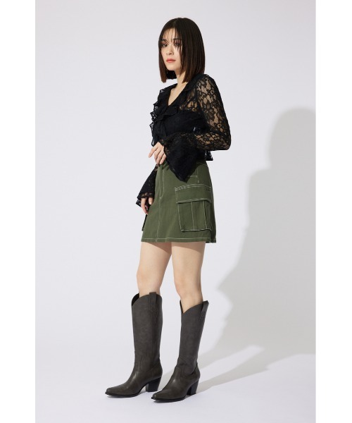 rienda（リエンダ）の「フロントフリル2WAYレースブラウス レーストップス 春服 シアートップス（シャツ/ブラウス・レディース・ブラック/ライトピンク・FREE）」の18枚目の写真