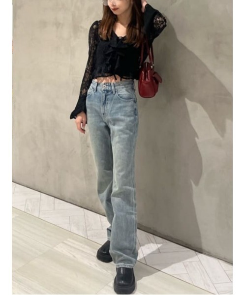 rienda（リエンダ）の「フロントフリル2WAYレースブラウス レーストップス 春服 シアートップス（シャツ/ブラウス・レディース・ブラック/ライトピンク・FREE）」の8枚目の写真