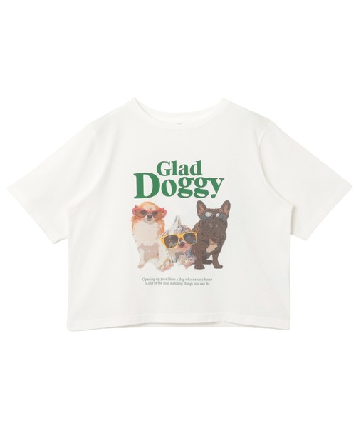 Freesia by andme(フリージアバイアンドミー)の「Glad Doggyロゴプリント半袖Tシャツ(Tシャツ/カットソー・レディース・オートミール/ライトピンク/オフホワイト・FREE)」の5枚目の写真